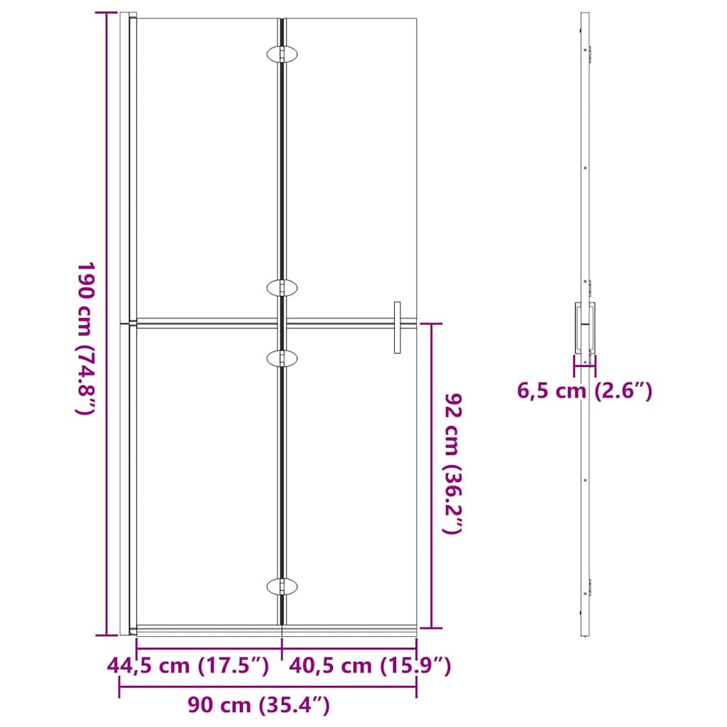 Faltbare begehbare Duschwand Transparentes ESG Glas 70x190 cm