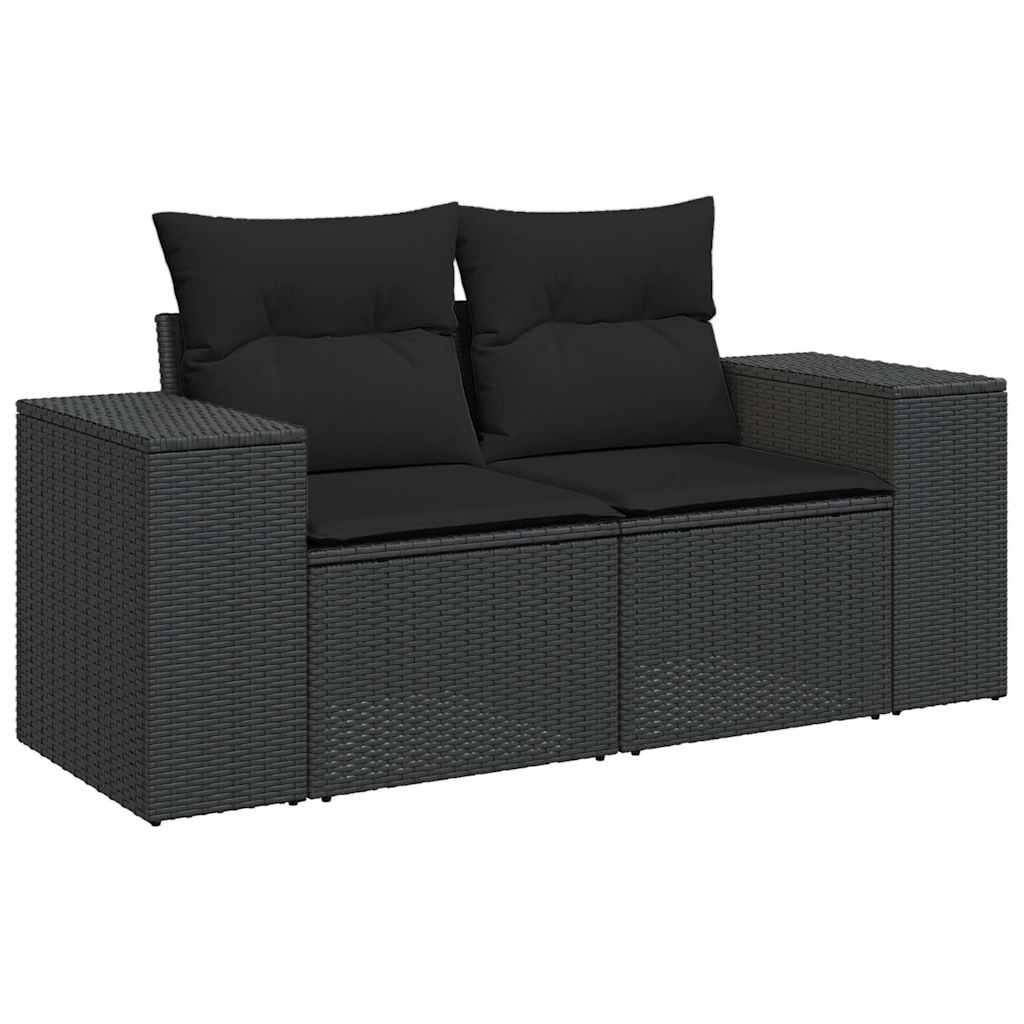 10-tlg. Garten-Sofagarnitur mit Kissen Beige Poly Rattan