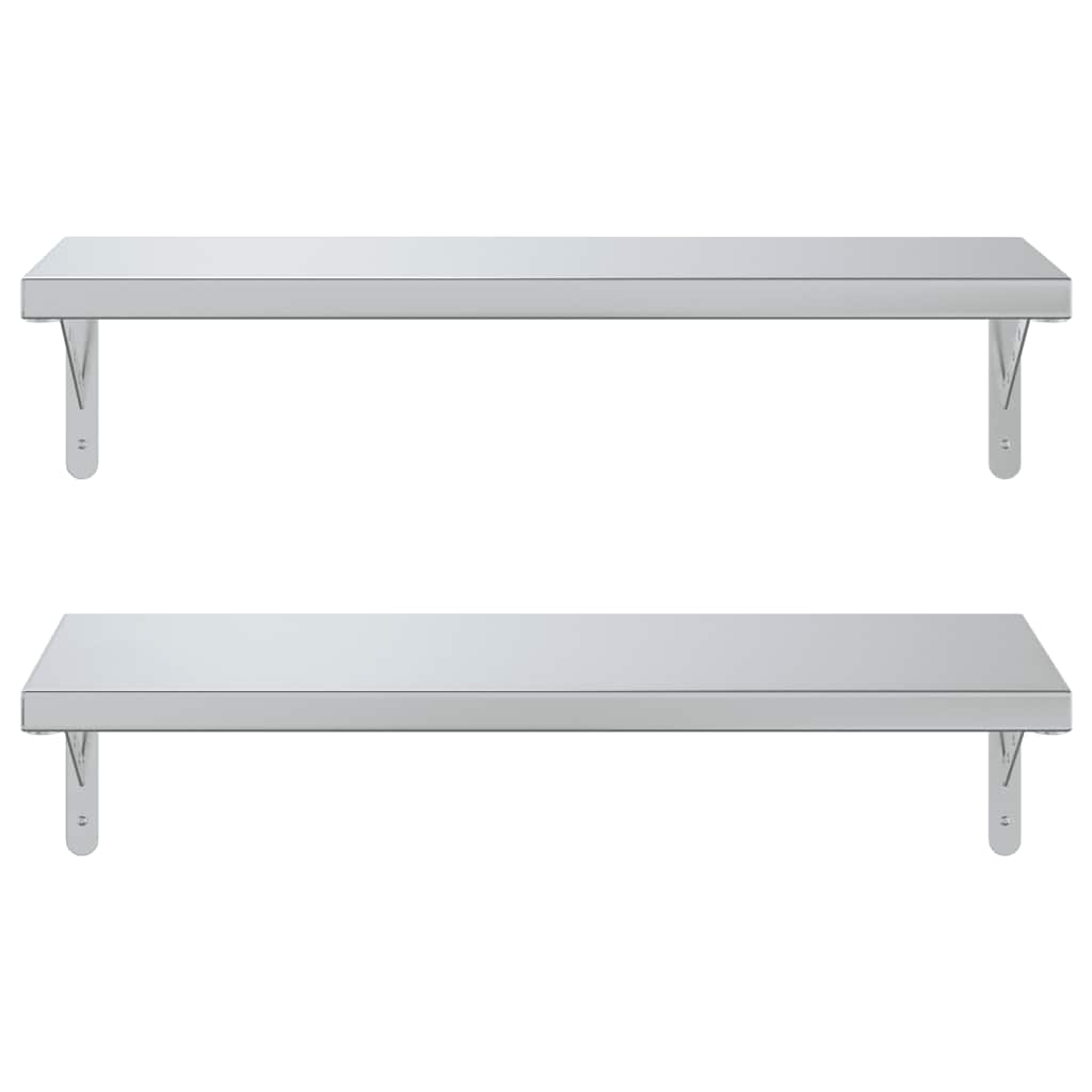 Wandregale 2 Stk. 100x40 cm Silbern Edelstahl