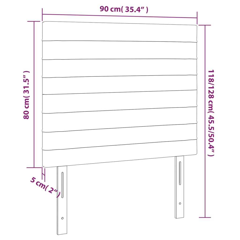 Kopfteil Hellgrau 80x5x118/128 cm Samt