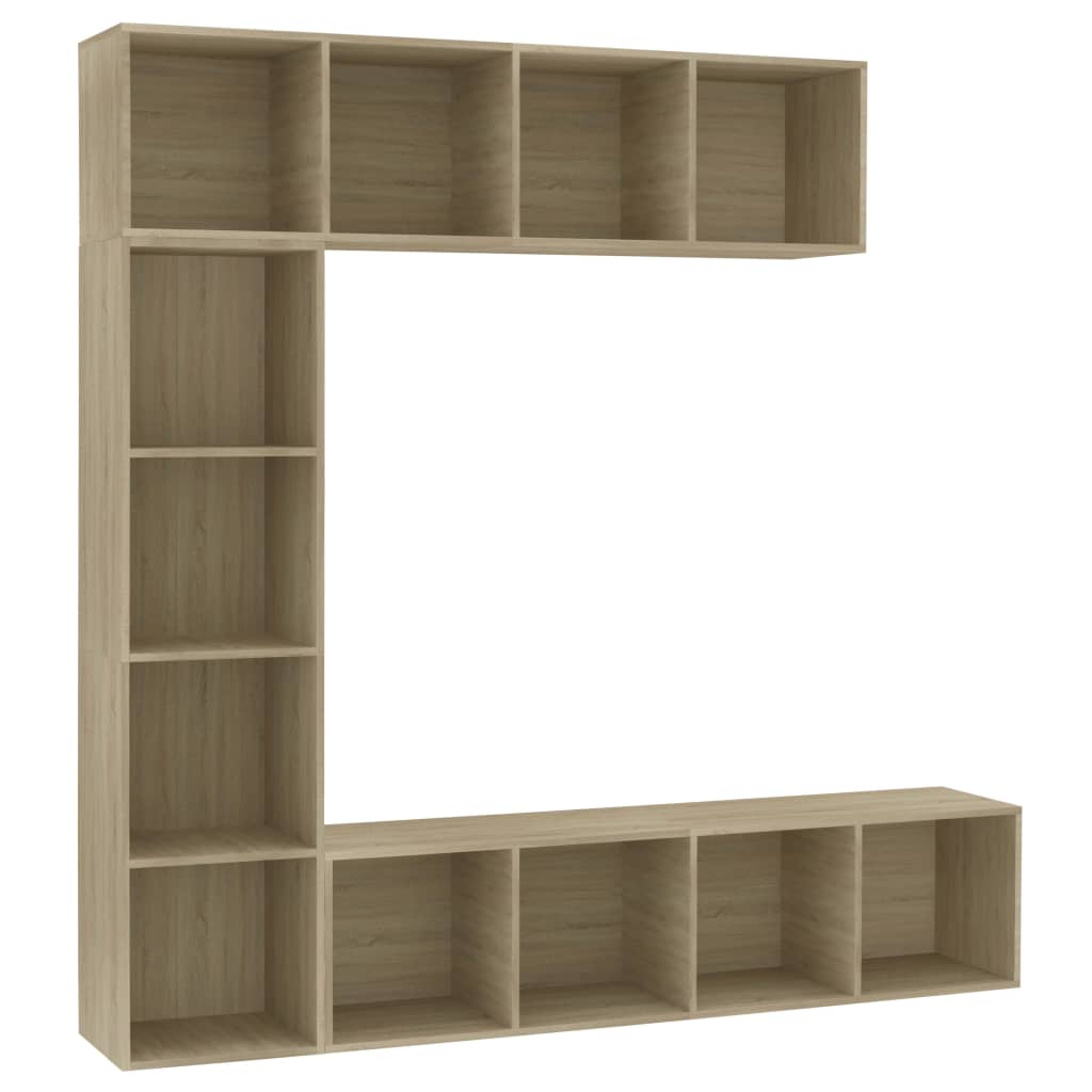 3-tlg. Bücher-/TV-Schrank Set Weiß 180×30×180 cm