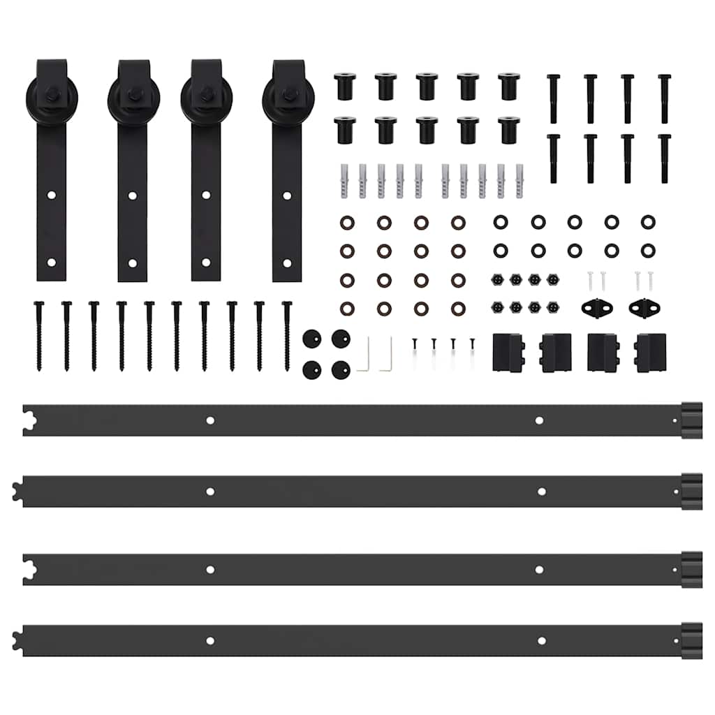 Schiebetürbeschlag-Set 152,5 cm Stahl Schwarz