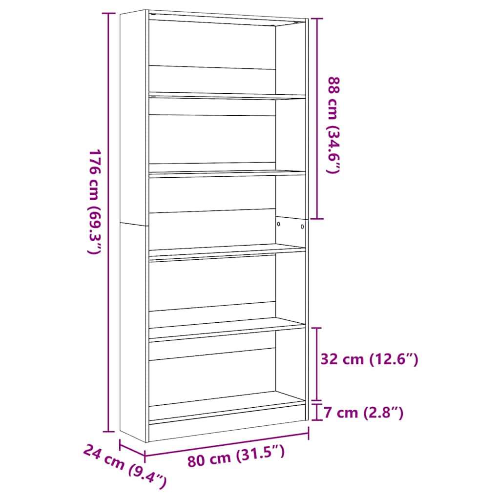 Bücherregal Weiß 40x24x75 cm Holzwerkstoff