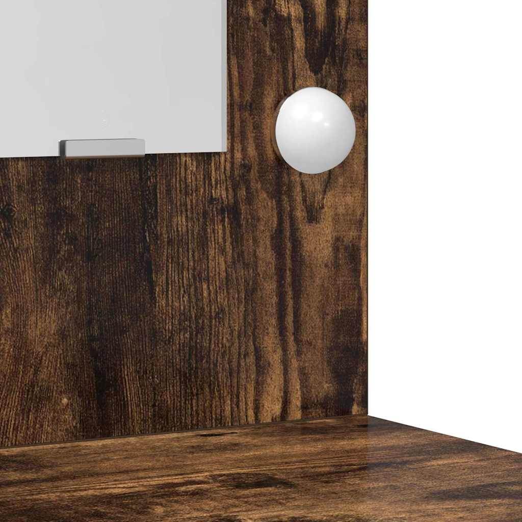 Schminktisch mit Spiegelbeleuchtung 2 pcs Weiß Holzwerkstoff