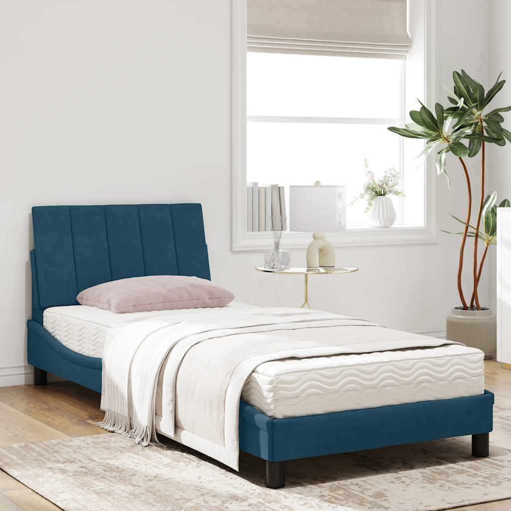Bett mit Matratze "Hanko" Hellgrau 80x200 cm Samt