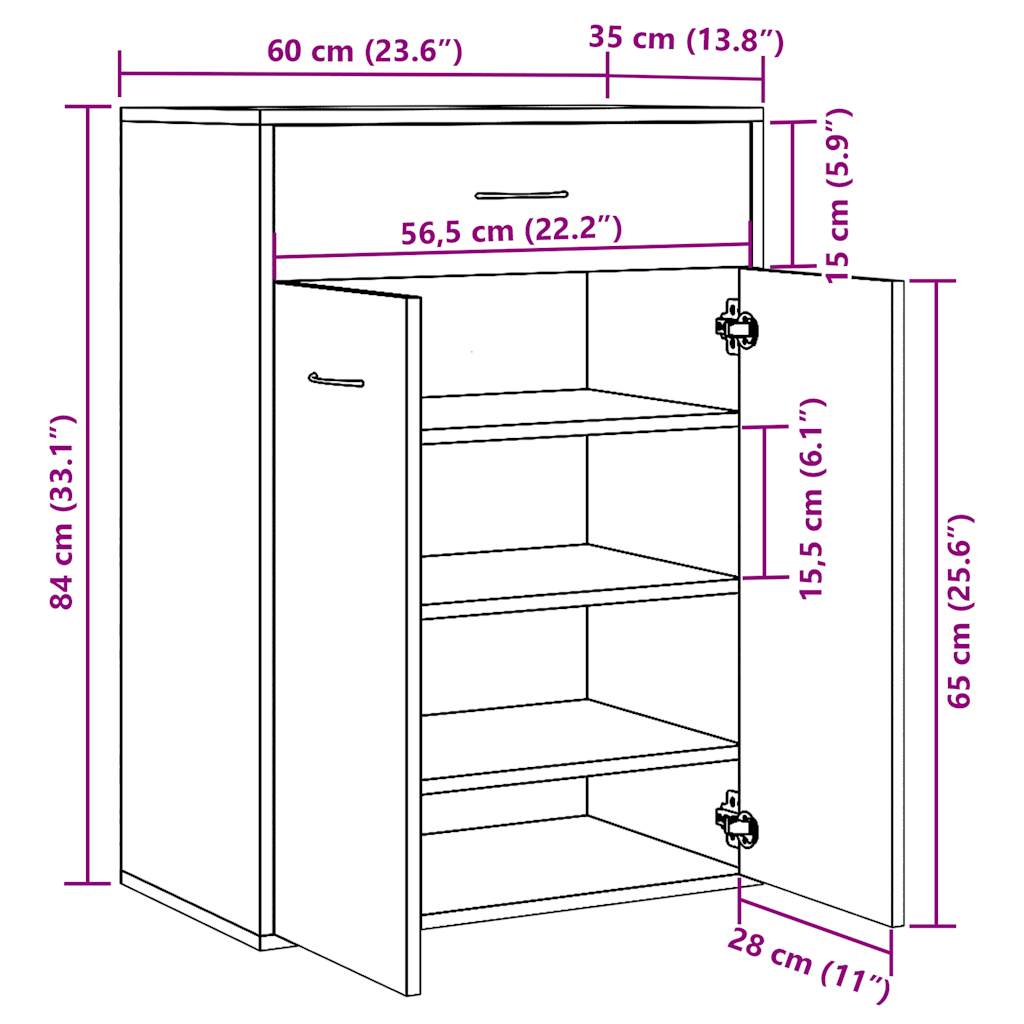 Schuhschrank Weiß 60×35×84 cm Holzwerkstoff