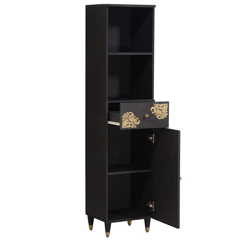 Badezimmerschrank Grau 38 x 33 x 160 cm Massivholz Mango
