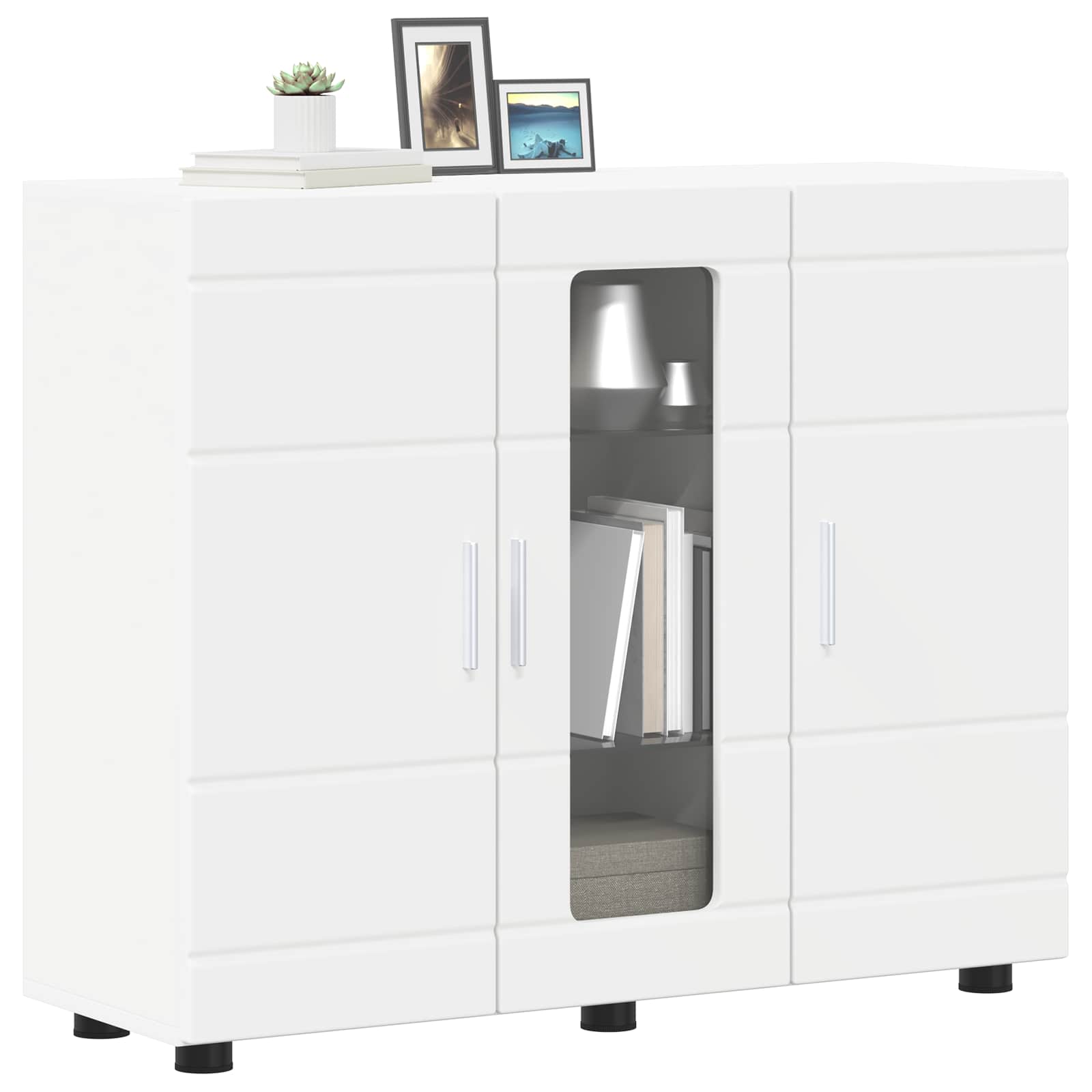 Highboard mit Regal FLORIN Weiß 60 x 35 x 182 cm Holzwerkstoff