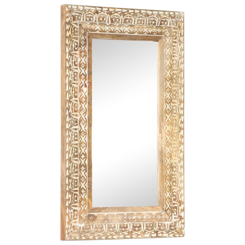 Spiegel Handgeschnitzt 50x50x2,6 cm Massivholz Mango