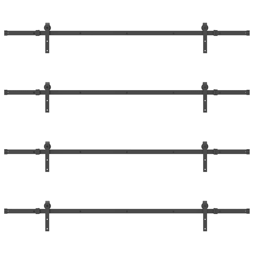 Schiebetürbeschlag-Set 152,5 cm Stahl Schwarz