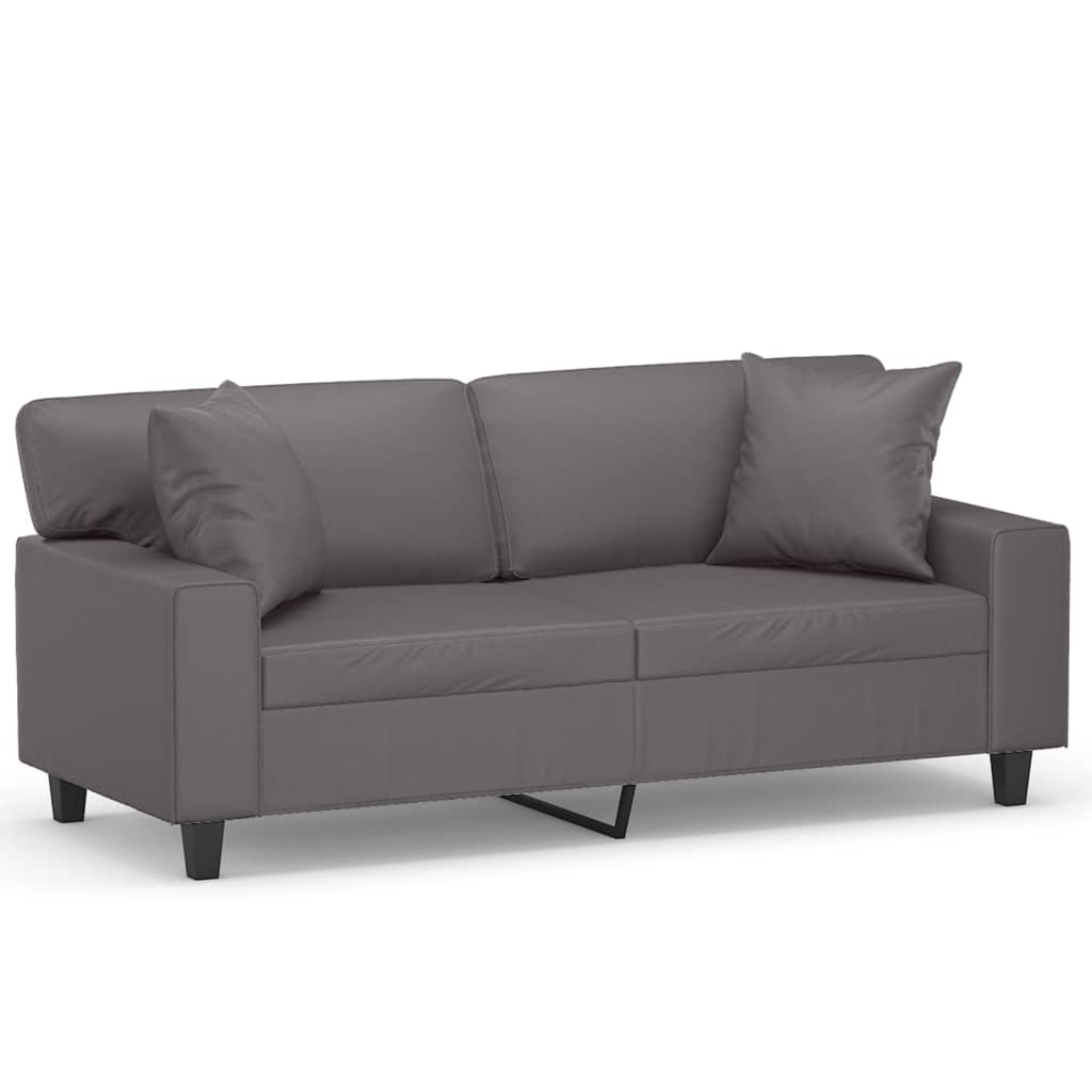 2-Sitzer-Sofa mit Zierkissen Creme 120 cm Kunstleder