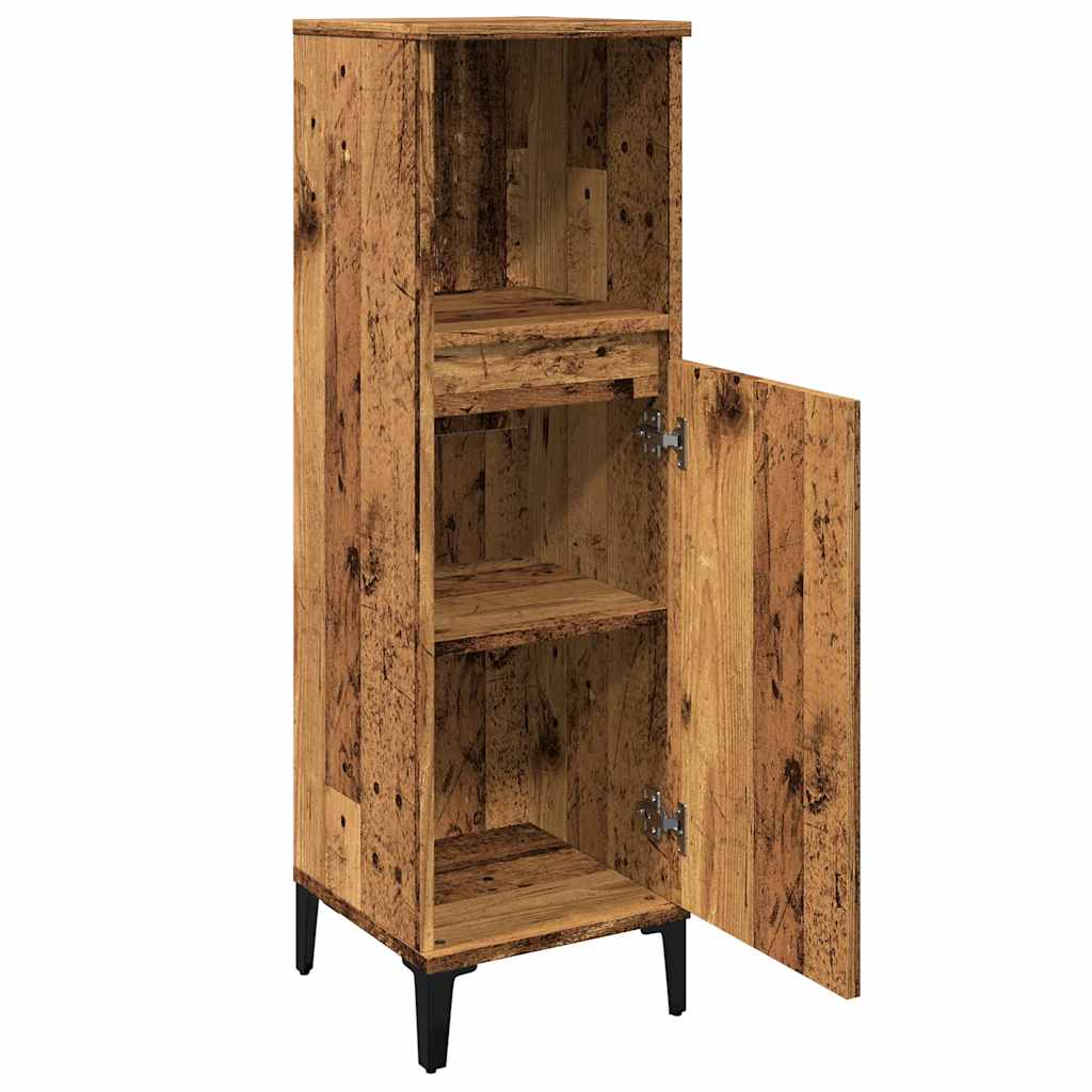 Badschrank Weiß 30x30x100 cm Holzwerkstoff