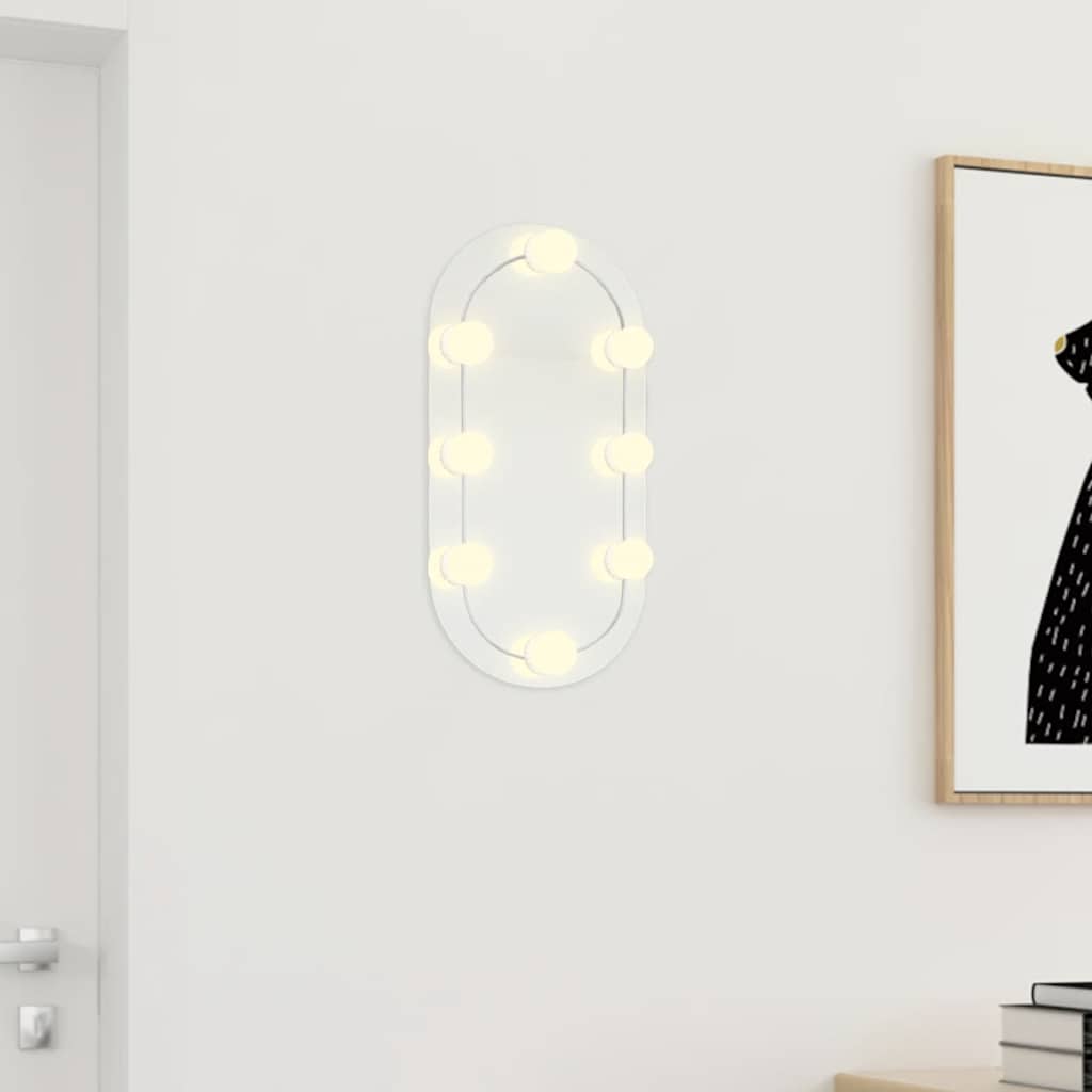 Spiegel mit LED-Leuchten 60x30 cm Glas Oval