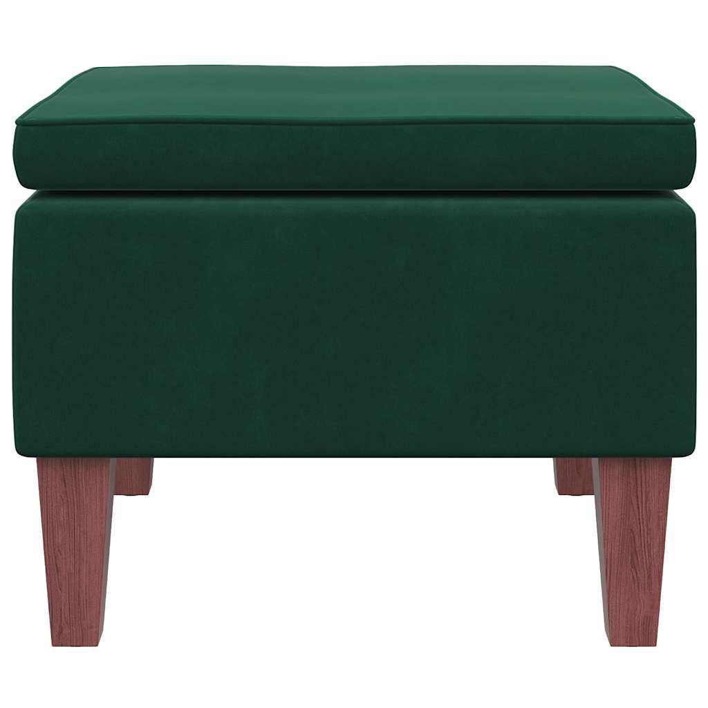 Hocker mit Holzbeinen Dunkelgrau Samt