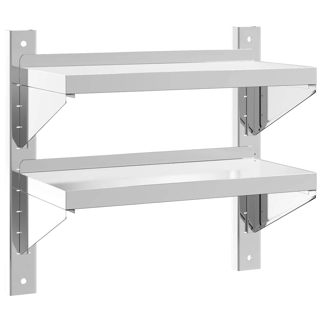 Wandregal mit 2 Böden 100x40x60 cm Silbern Edelstahl