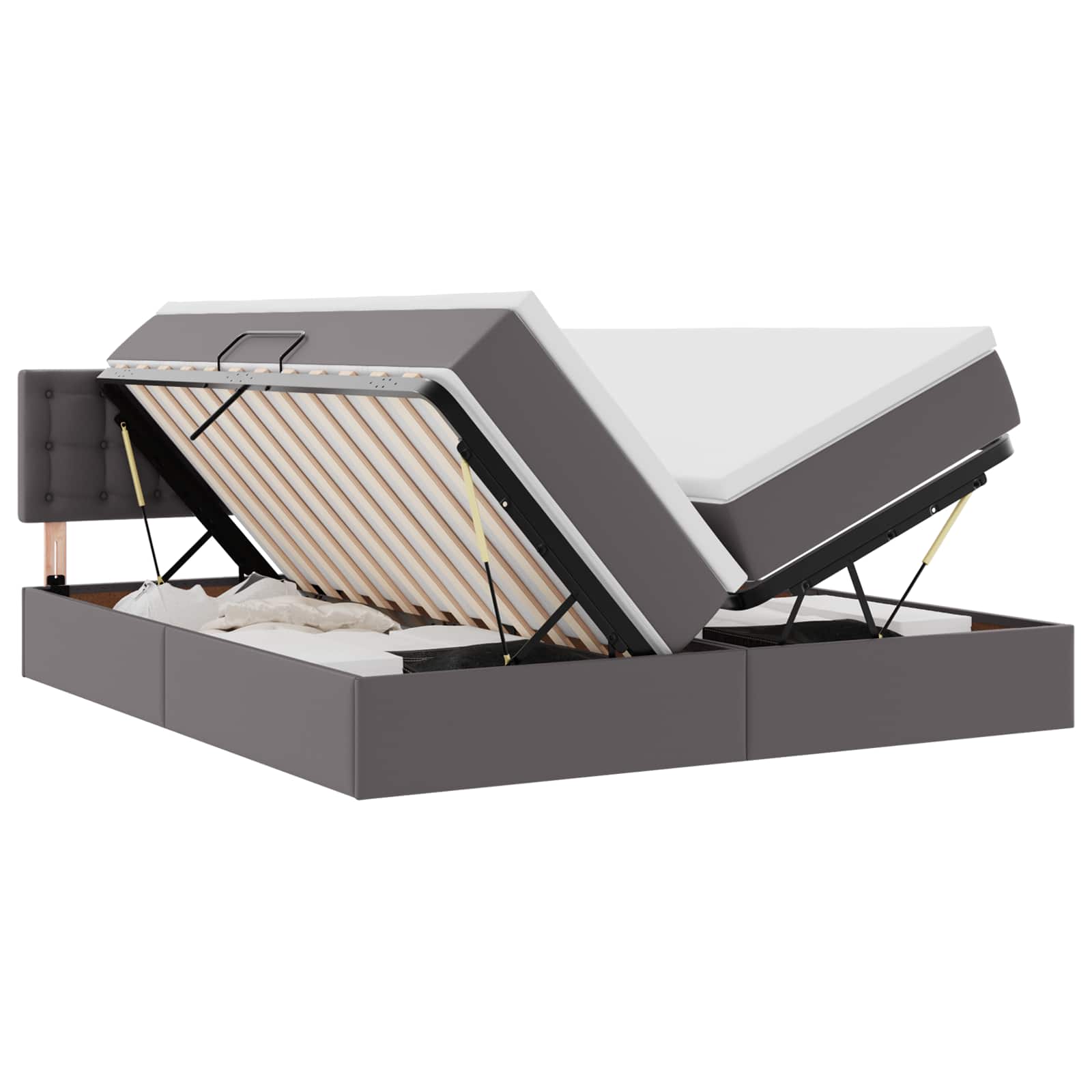 Bett mit Stauraum und LED Schwarz 180 x 200 cm Kunstleder