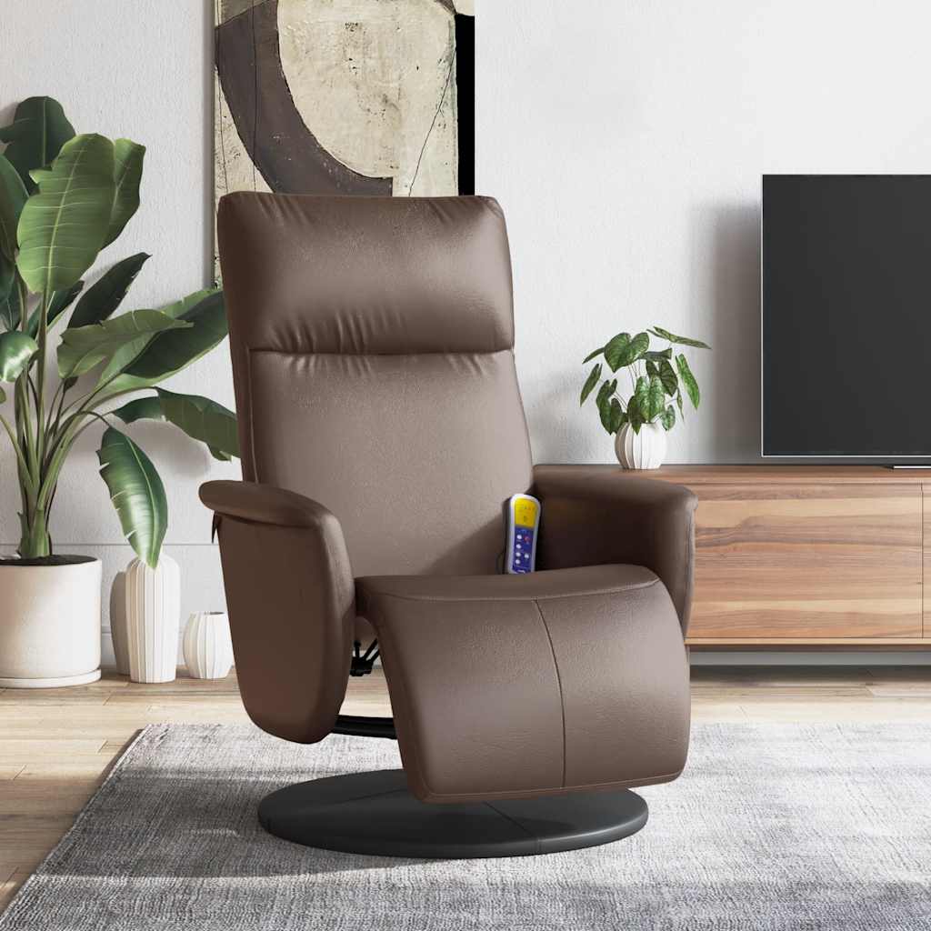 Massagesessel mit Fußteil Creme Kunstleder