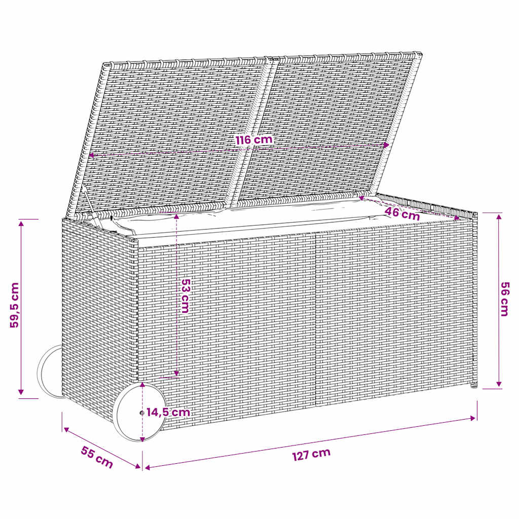 Gartentruhe Schwarz 283L Poly Rattan