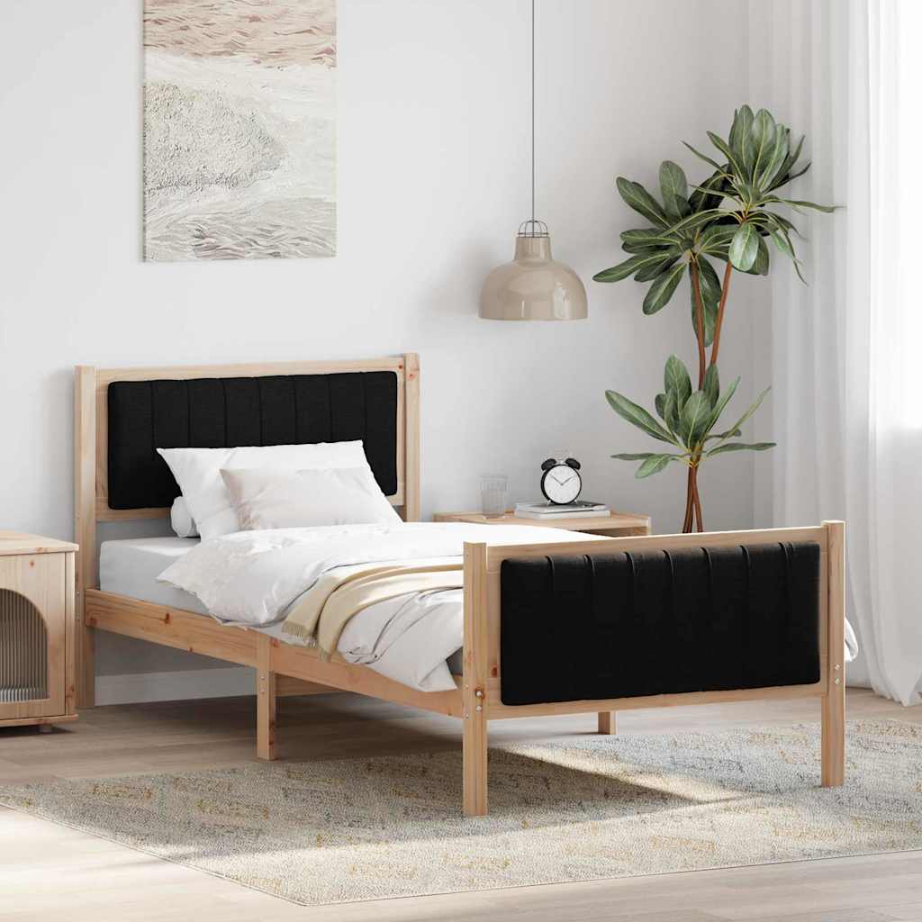 Bettgestell Braun und hellgrau 200 x 200 cm Massivholz Kiefer