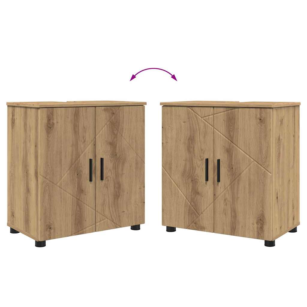 Badezimmermöbel-Set mit Tür 5 pcs Weiß Holzwerkstoff & Metall