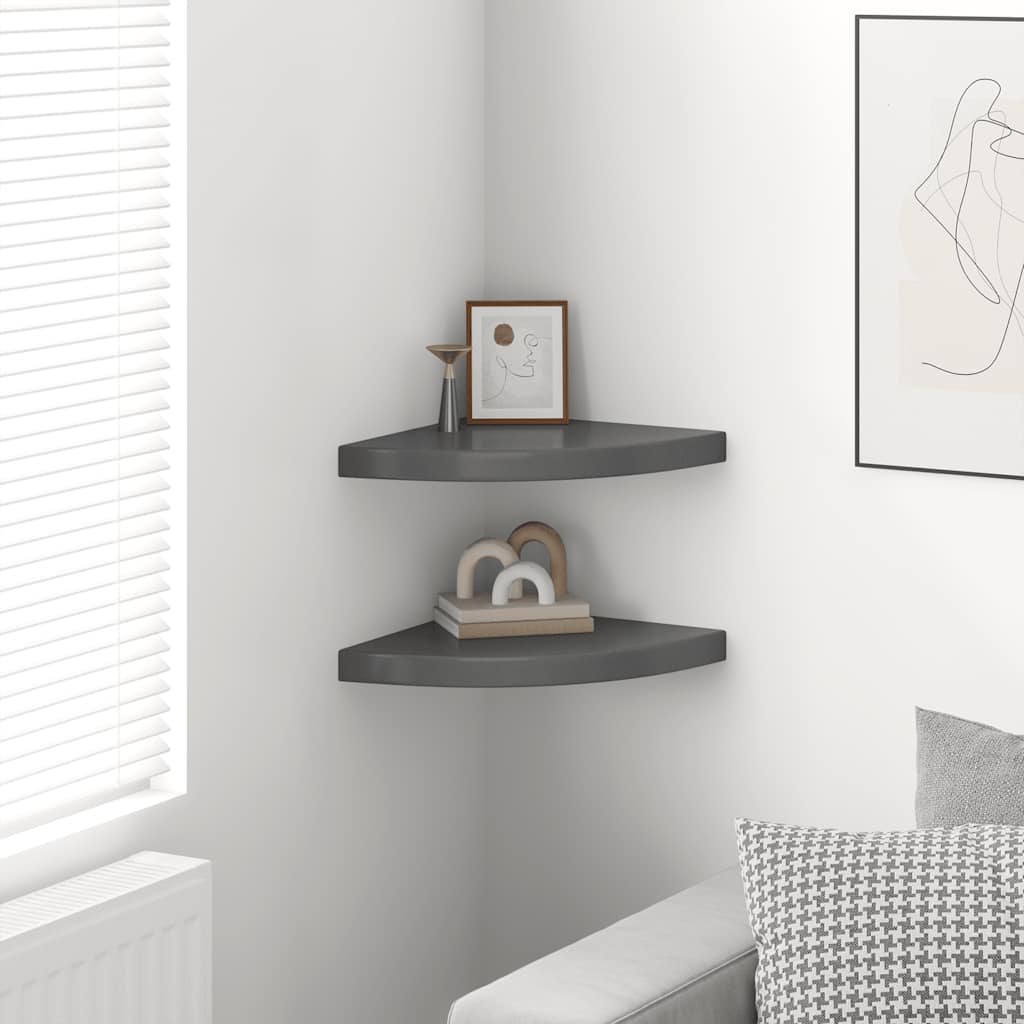 Schwebende Eckregale 2 Stk. Hochglanz-Weiß 25x25x3,8 cm MDF