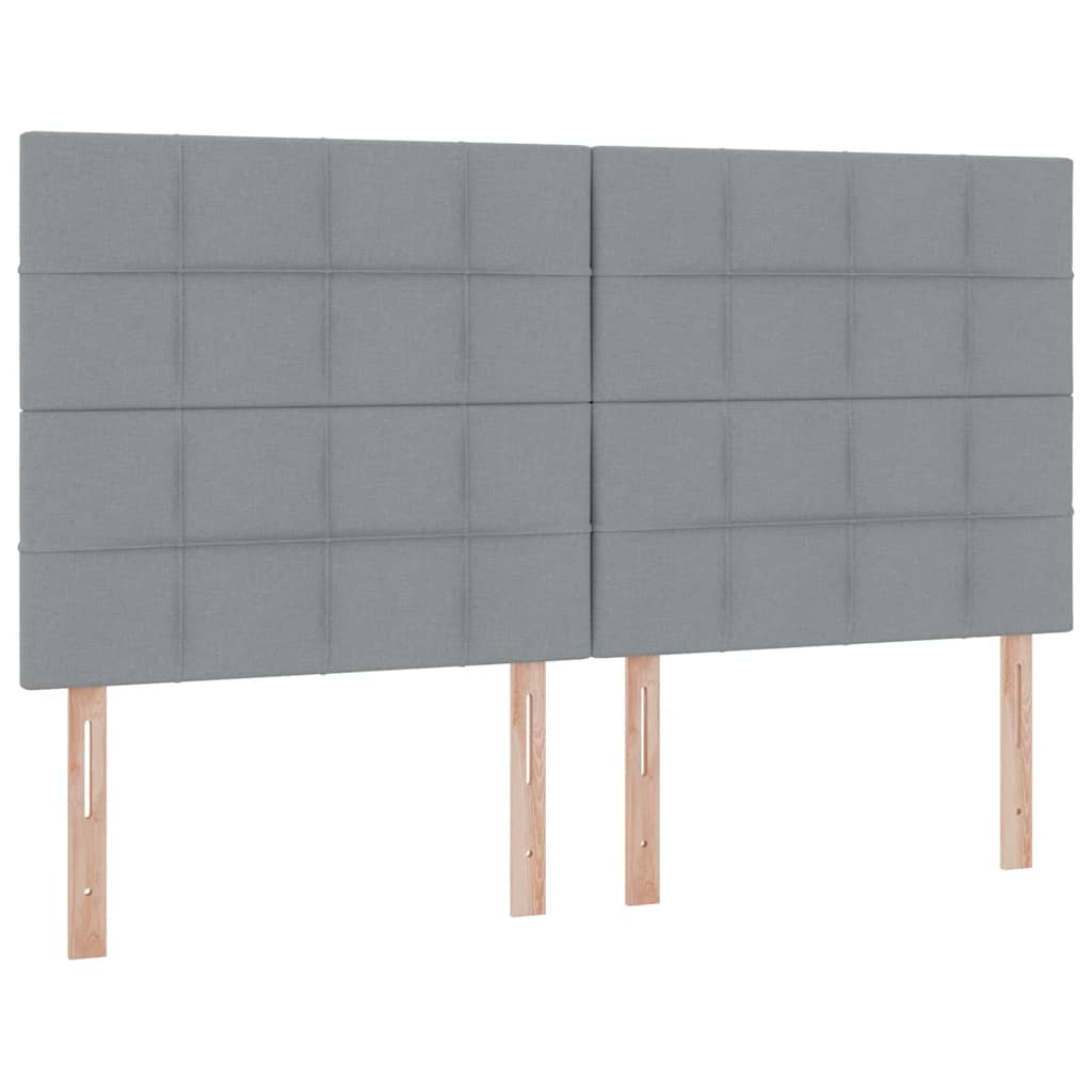 Aufbewahrungsbett mit Kopfteil Hellgrau 180 x 200 cm Stoff