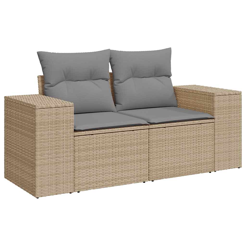 5-tlg. Garten-Sofagarnitur mit Kissen Schwarz Poly Rattan