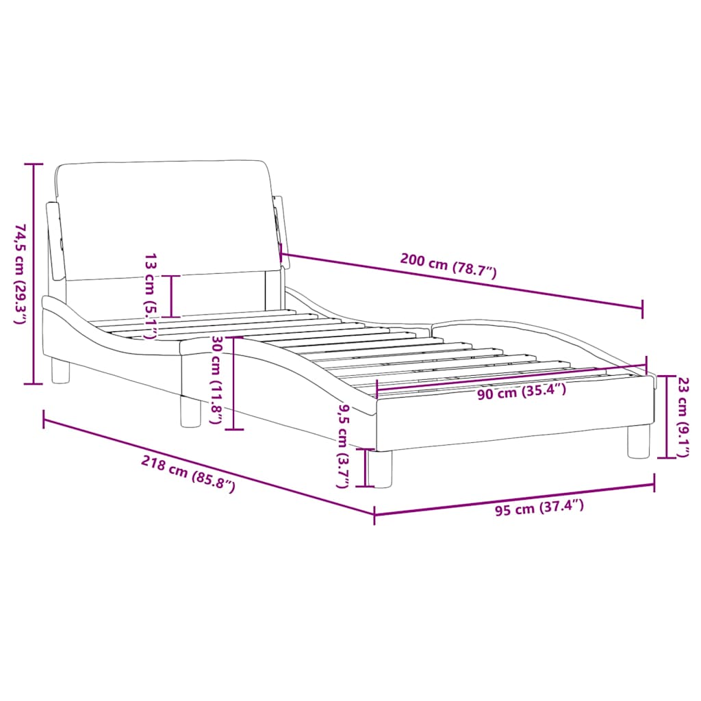 Bettgestell "Dover" Hellgrau 80x200 cm Samt