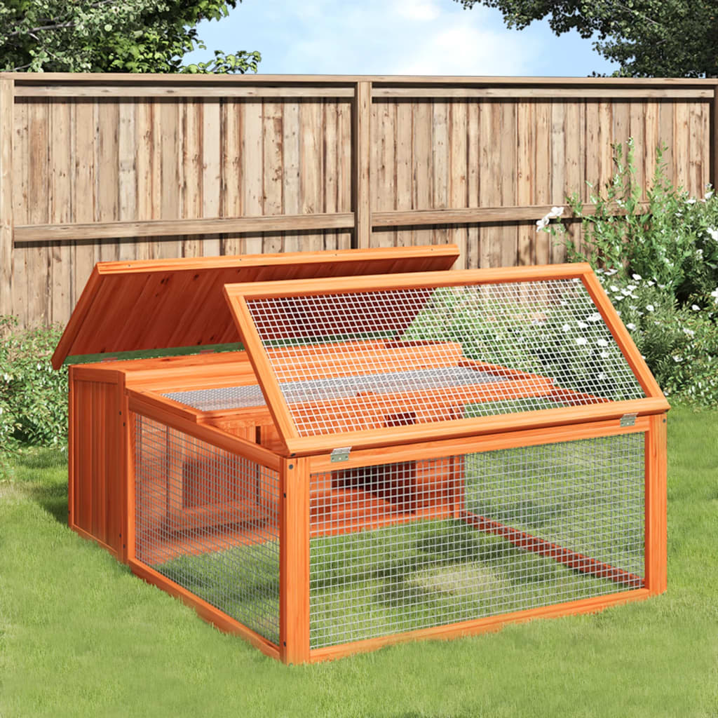 Kaninchenstall Mokka 117,5x97x47,5 cm Massivholz Kiefer