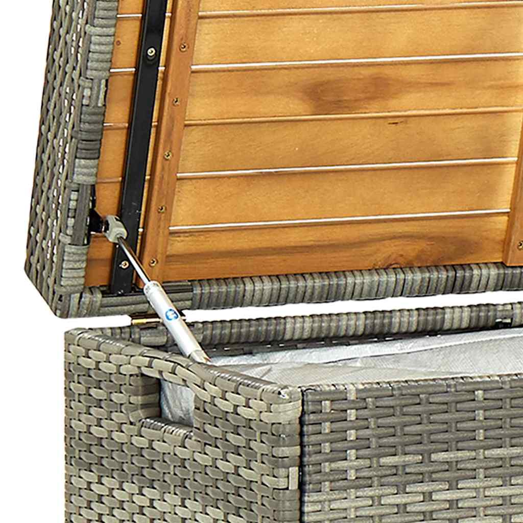 Bank mit Stauraum Schwarz 100x50x52 cm Poly Rattan Akazienholz