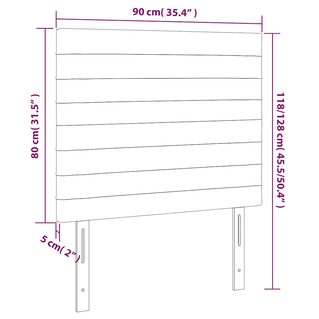 Kopfteil Hellgrau 80x5x118/128 cm Samt