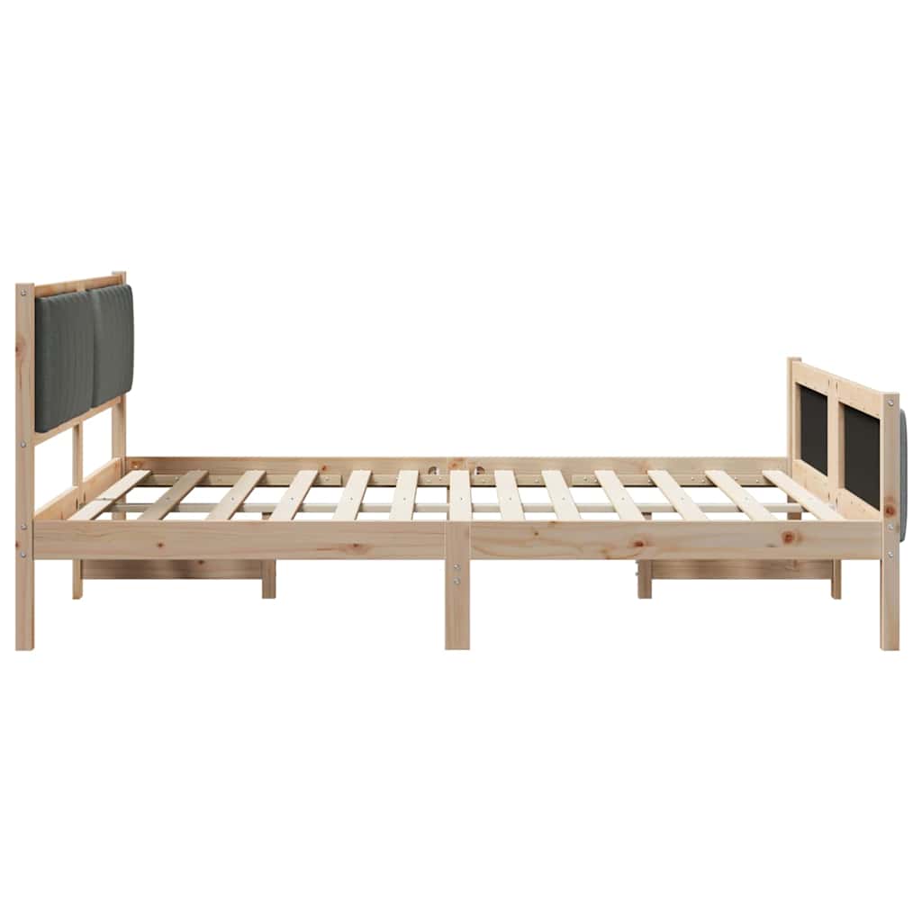 Bettgestell Braun und hellgrau 200 x 200 cm Massivholz Kiefer