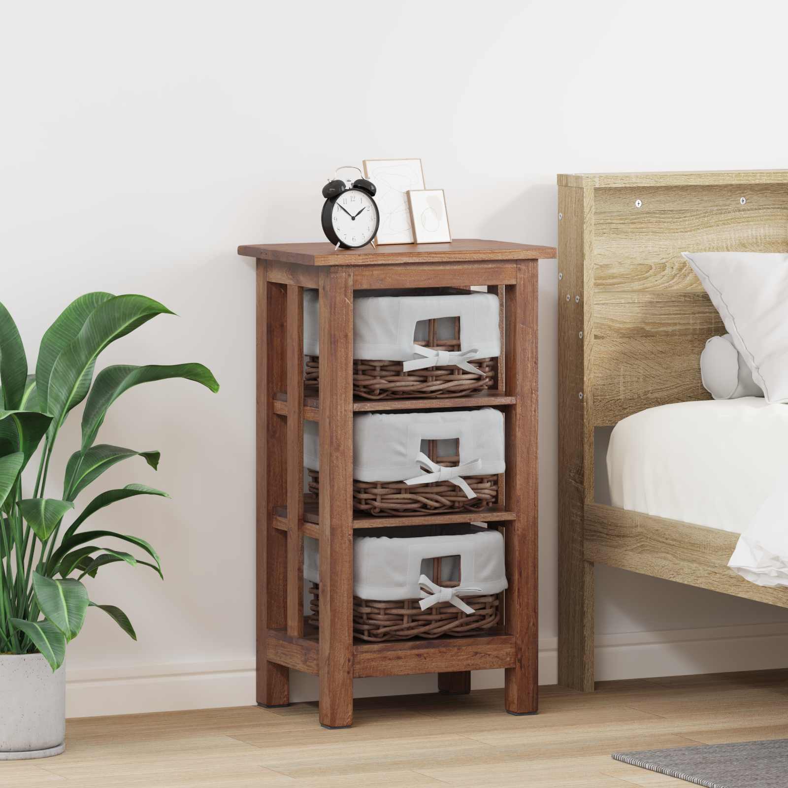 Beistelltisch Braun 38 x 28 x 35 cm Massivholz Mahagoni