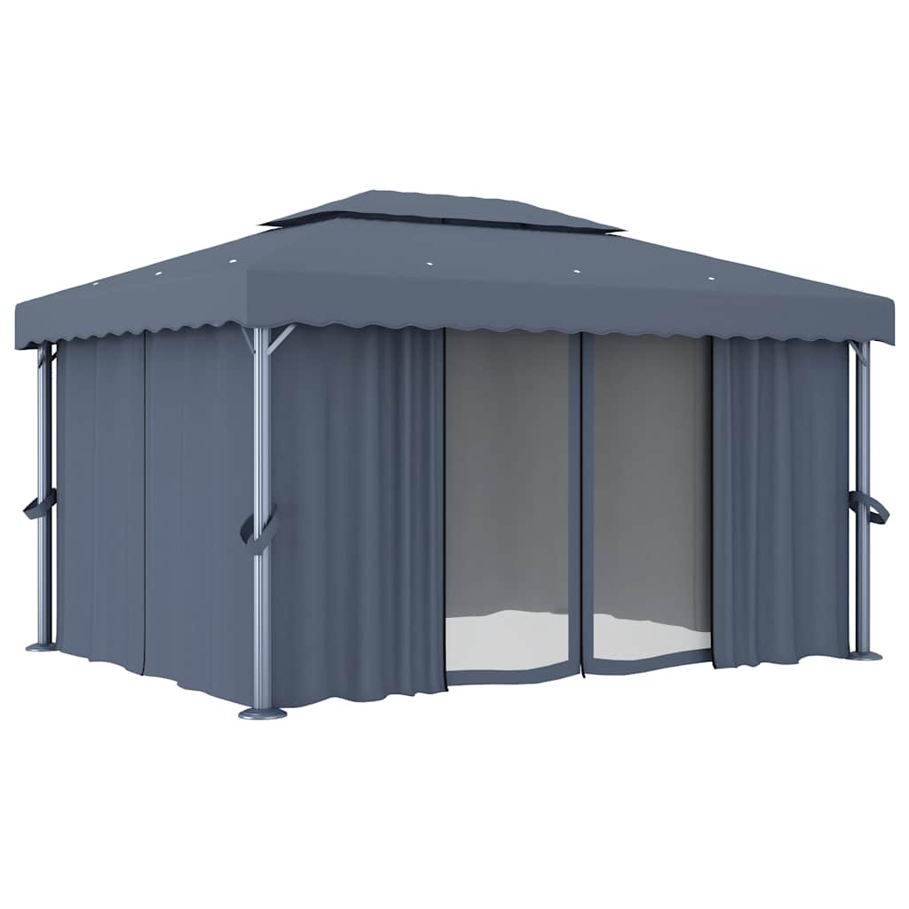 Pavillon mit Vorhang 4x3 m Cremeweiß Aluminium