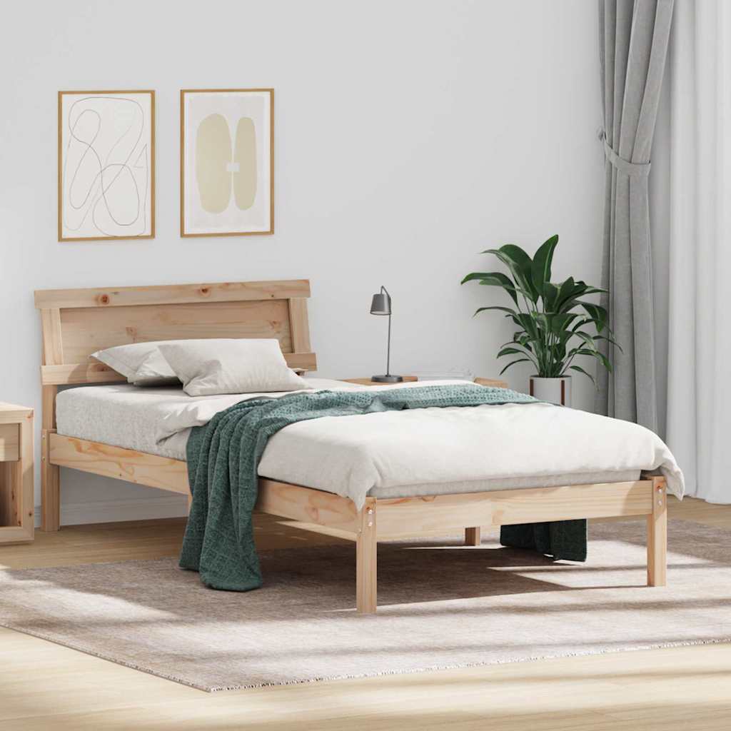 Bettgestell mit Kopfteil Braun 200 x 200 cm Massivholz Kiefer