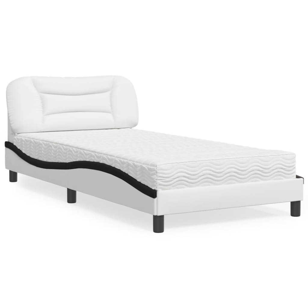 Bett mit Matratze "Hvar" Schwarz 80x200 cm Kunstleder