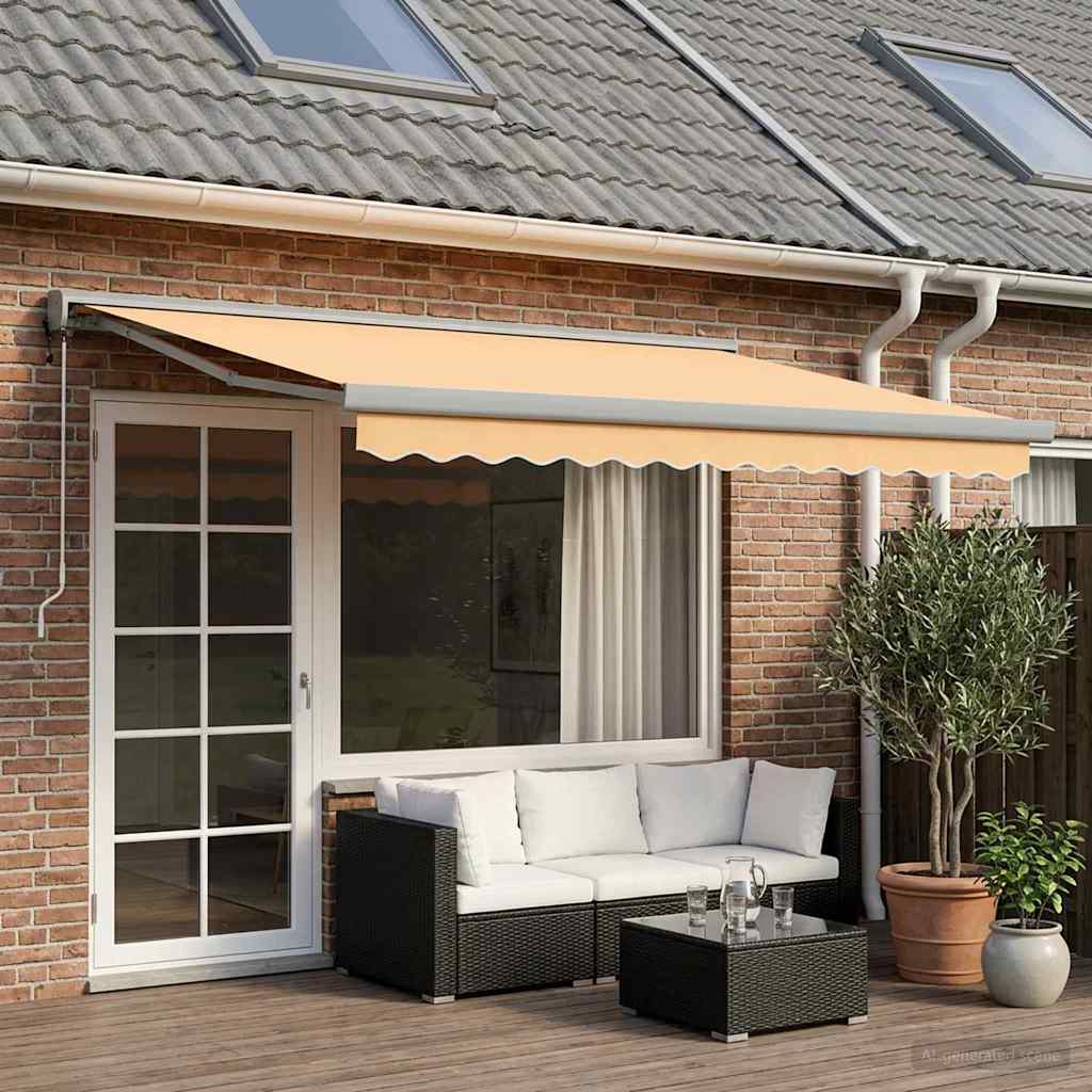 Markise Einziehbar Blau und Weiß 4x3 m Stoff und Aluminium