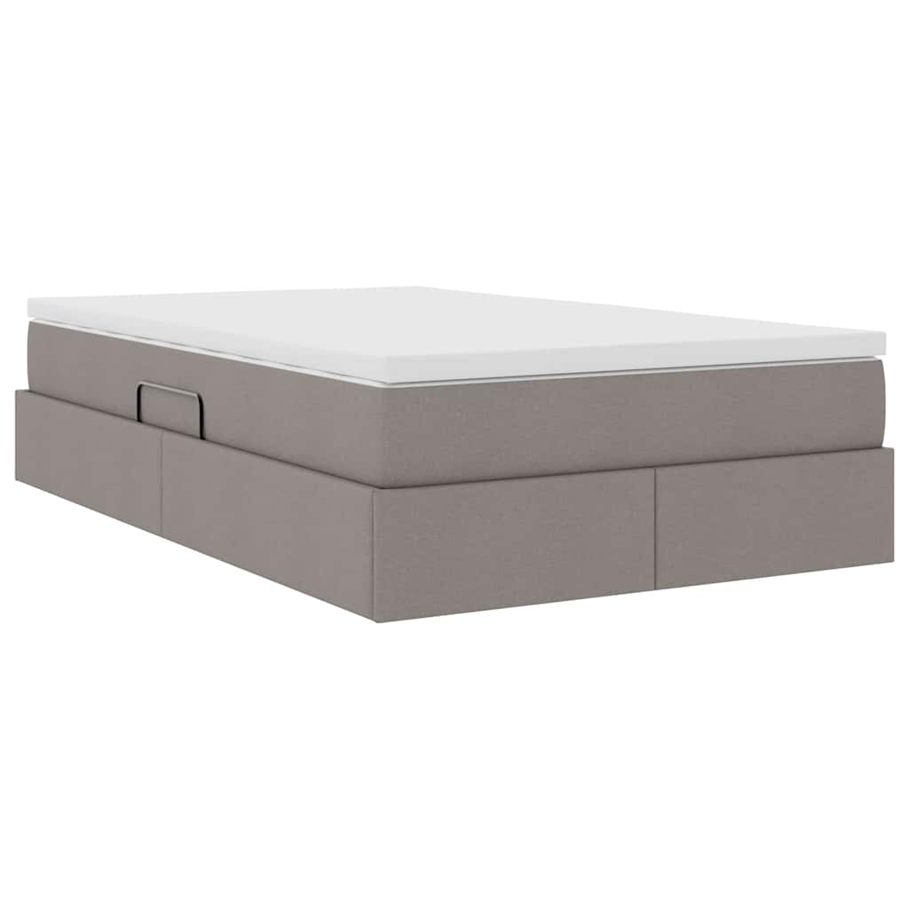 Aufbewahrungsbett mit Matratze Hellgrau 90 x 190 cm Polyester