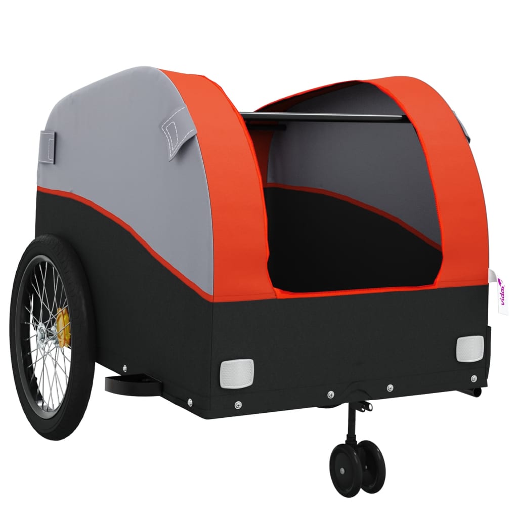 Fahrradanhänger Schwarz und Orange 30 kg Eisen