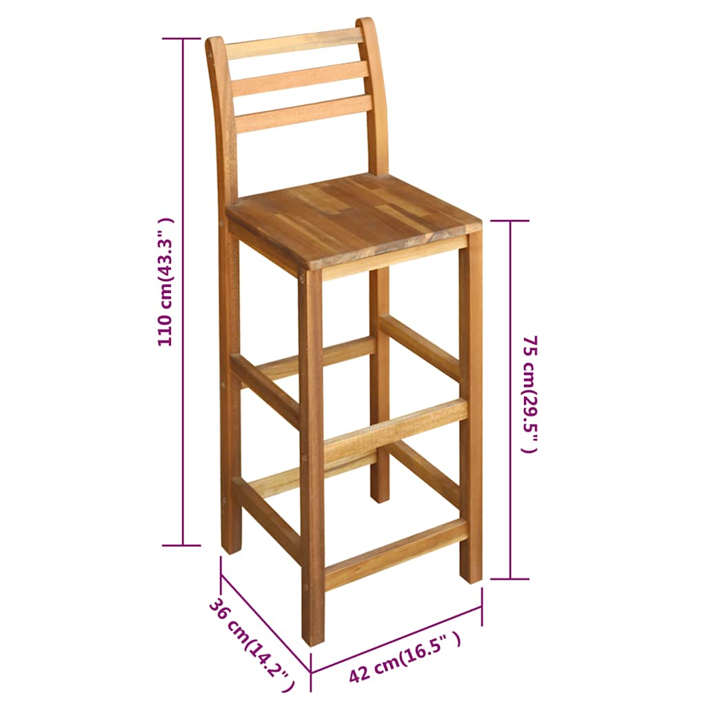 Barhocker 4 Stk. Massivholz Akazie