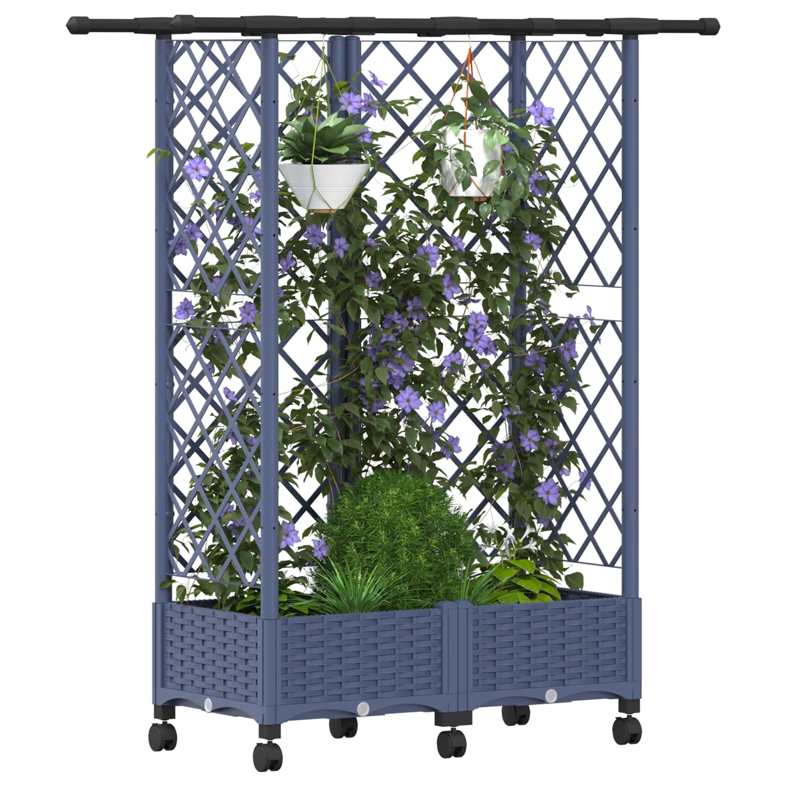 Hochbeet mit Rankgitter und Dach Braun 124 x 40 x 123 cm PP