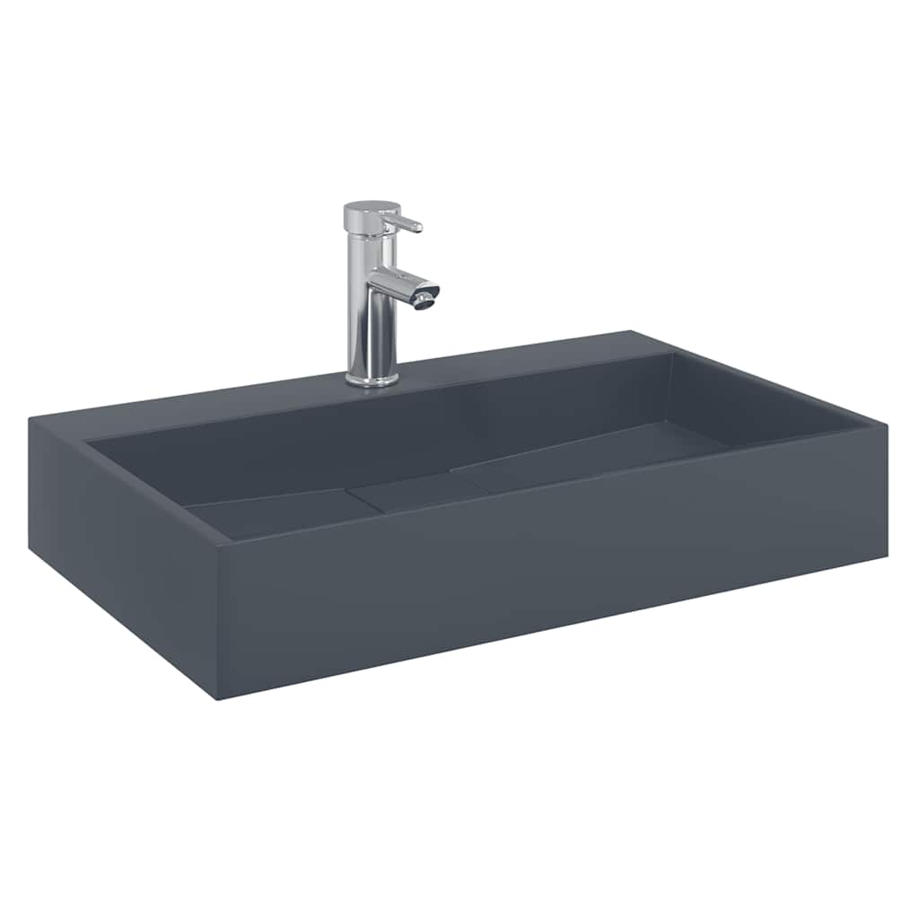 Waschbecken 60x38x11 cm Mineralguss/Marmorguss Mattschwarz