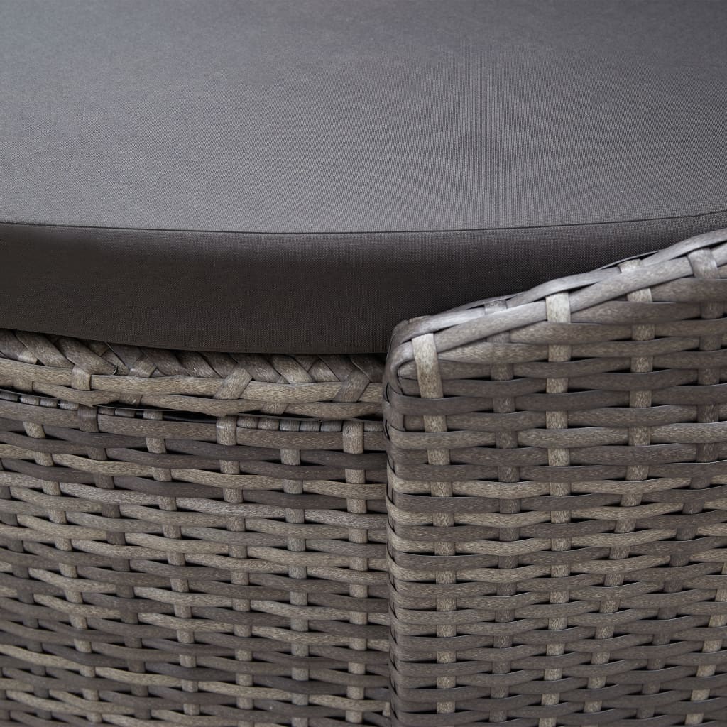 Outdoor-Loungebett mit Dach Poly Rattan Braun