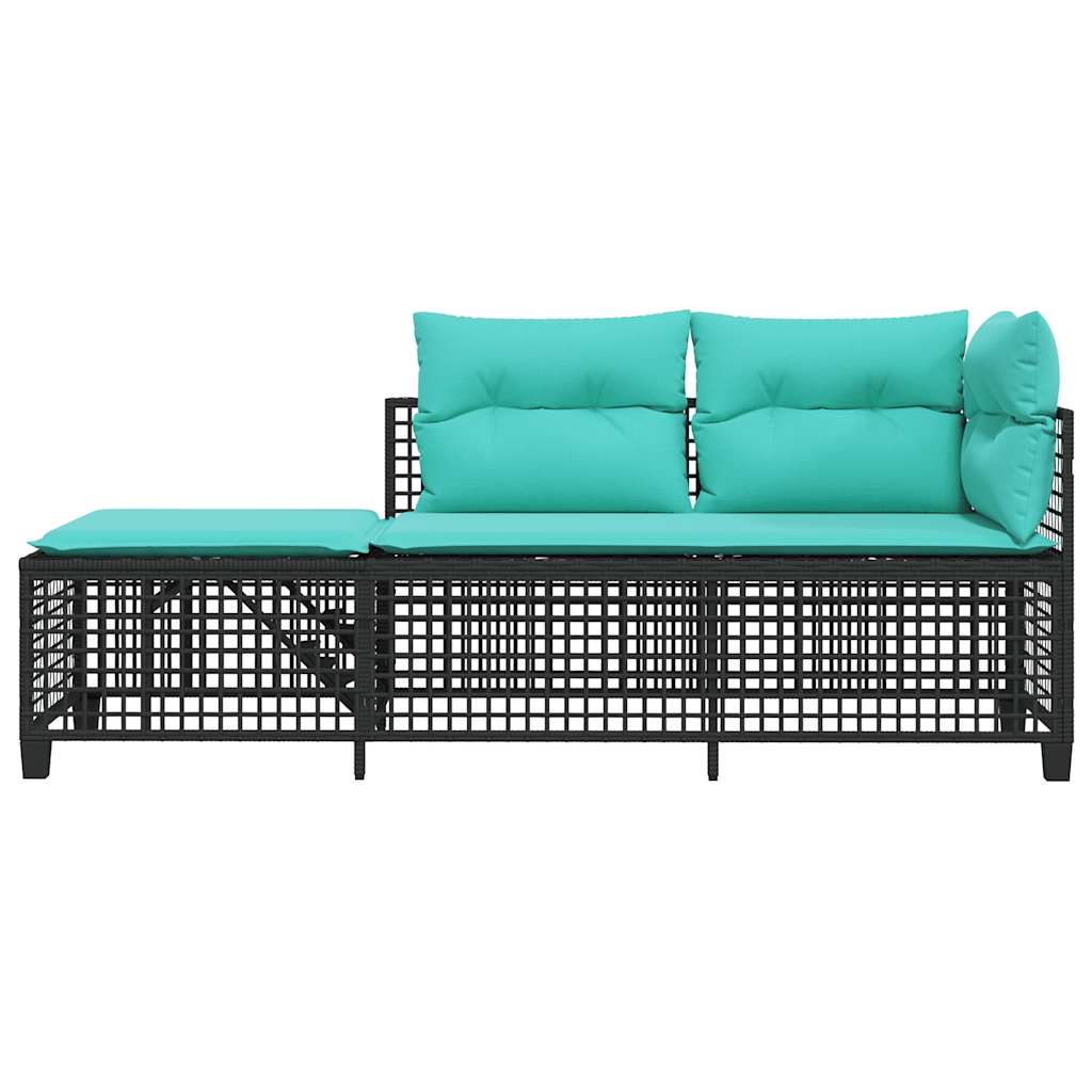 3-teiliges Ecksofa-Set für den Garten mit Kissen, grau, Polyrattan