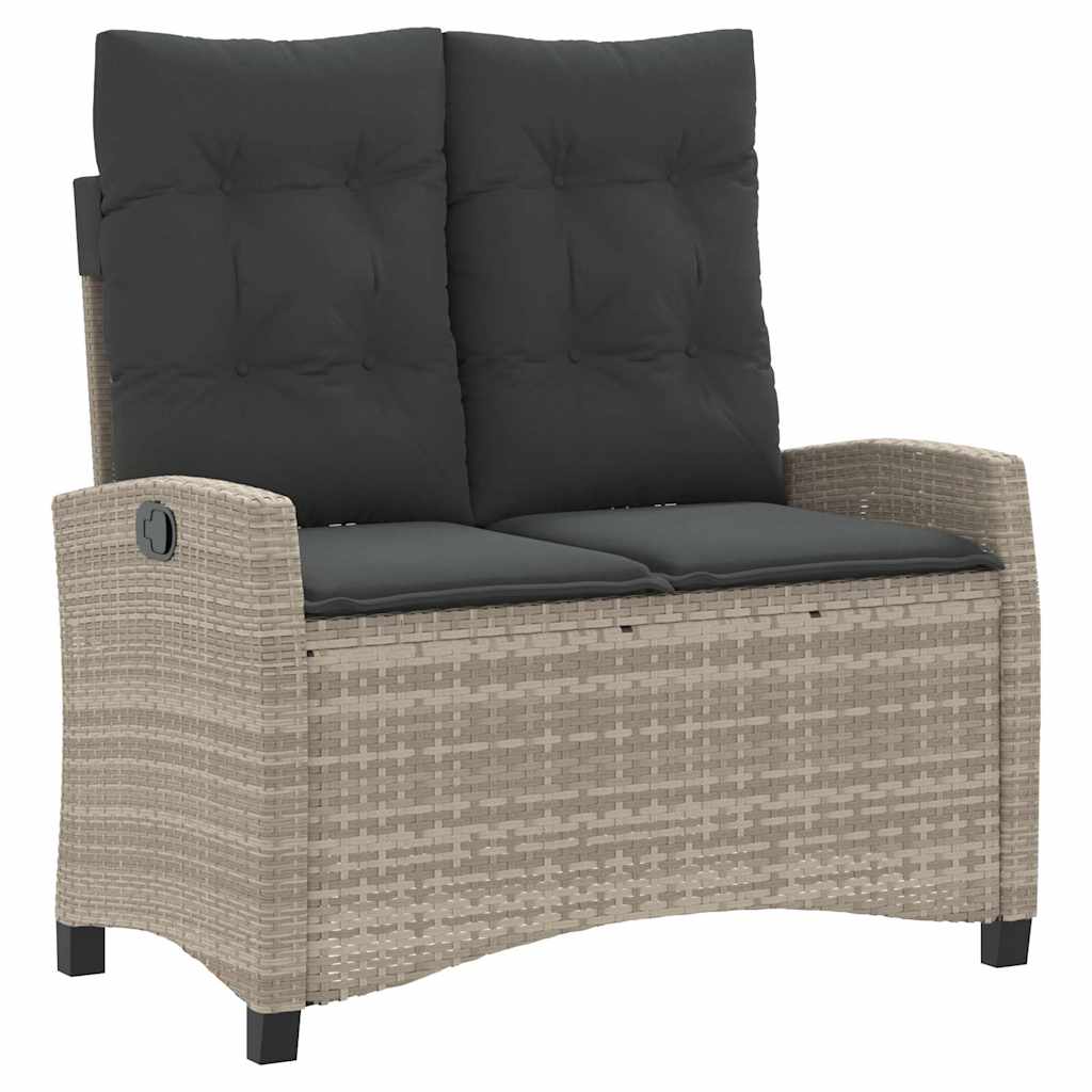 Gartenbank Verstellbar mit Kissen Schwarz Poly Rattan