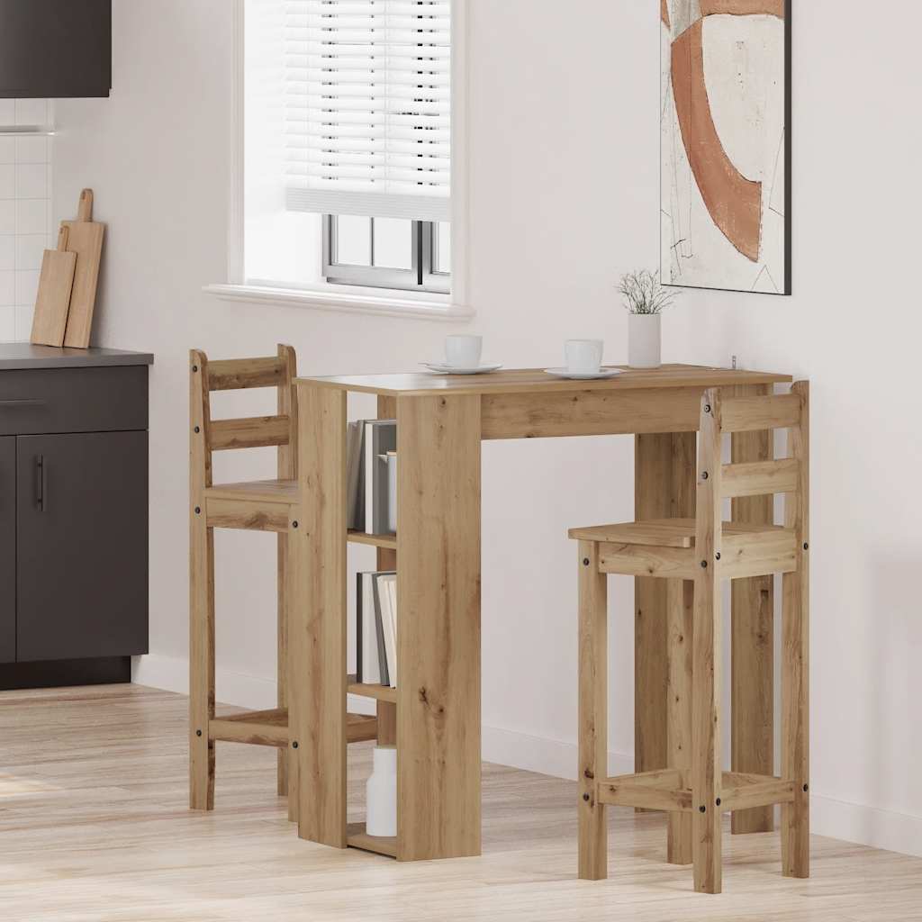 Bartisch mit Regal Weiß 102x50x103,5 cm Holzwerkstoff