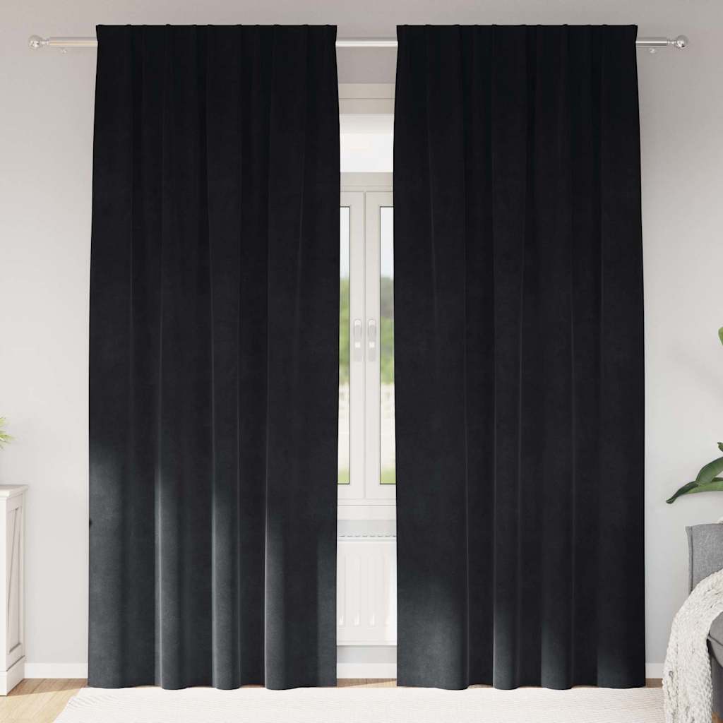 Verdunkelungsvorhänge 2 pcs Schwarz 140 x 140 cm Samt