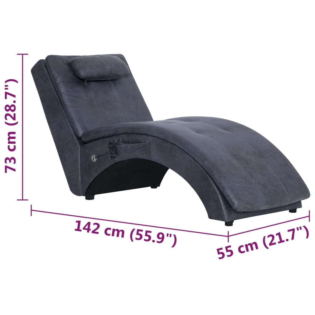 Massage Chaiselongue mit Kissen Braun Wildleder-Optik