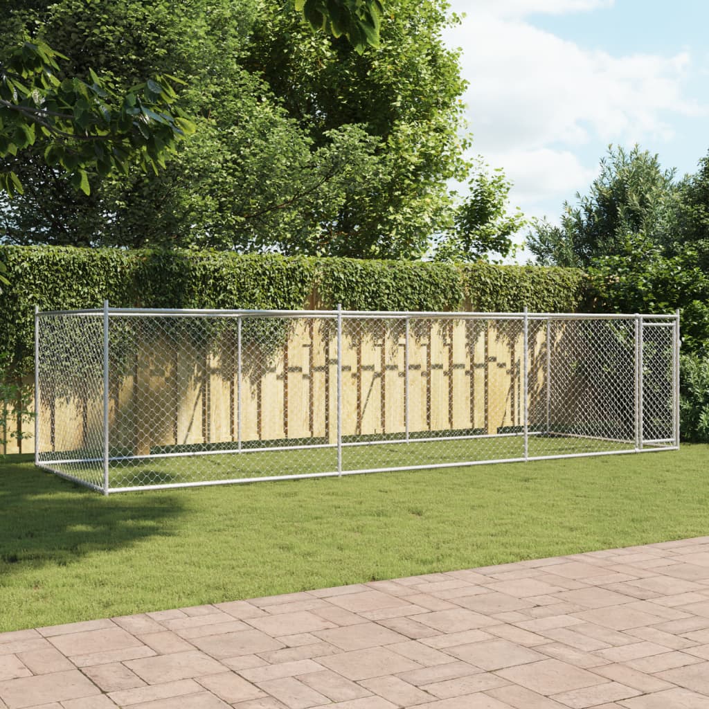 Hundezwinger mit Tür Grau 2x2x1,5 m Verzinkter Stahl
