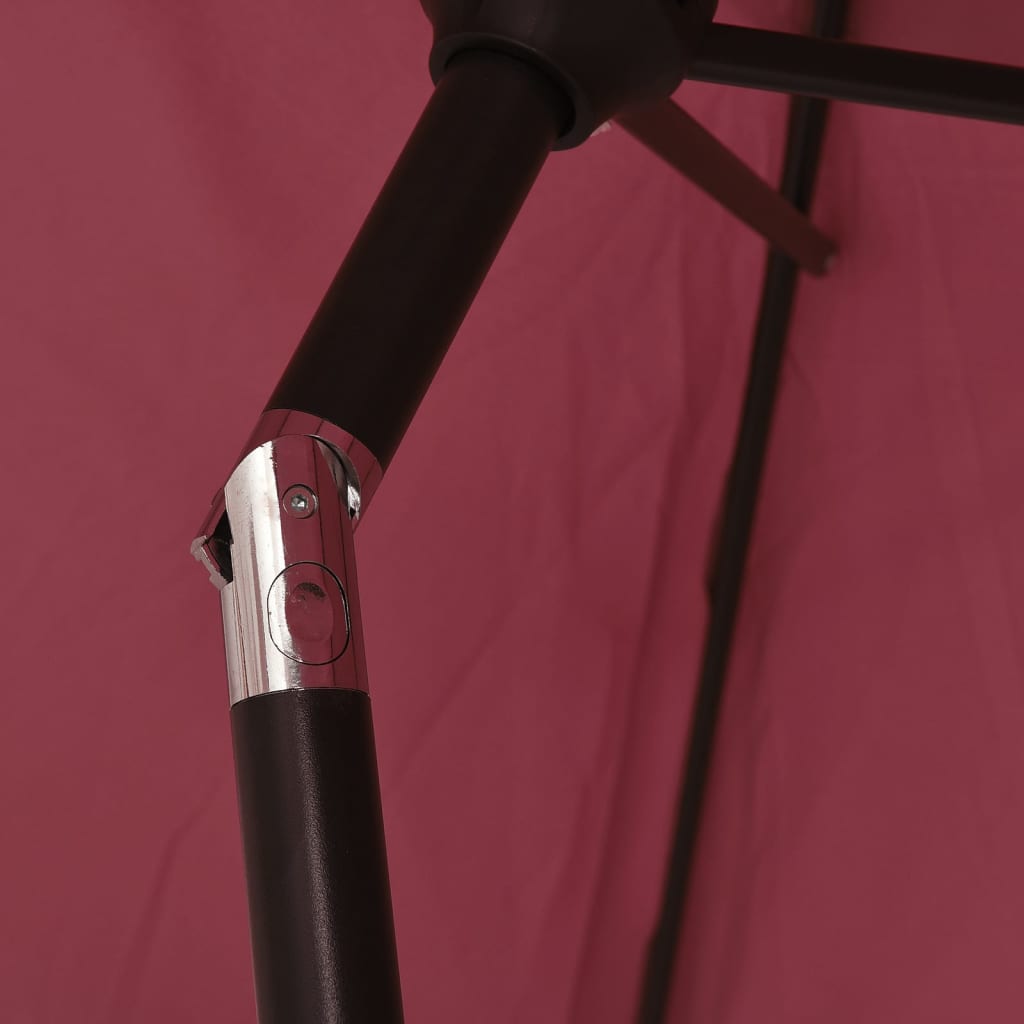 Sonnenschirm mit LED-Beleuchtung Stahl-Mast 300 cm Bordeauxrot